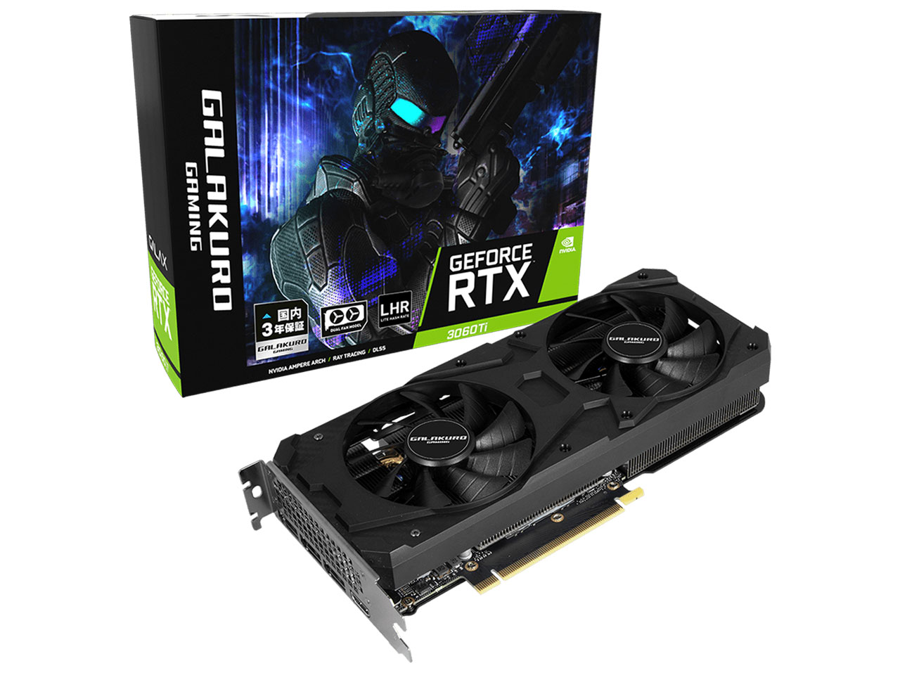 玄人志向 GALAKURO GAMING GG-RTX3060Ti-E8GB/DF/LHR [PCIExp 8GB