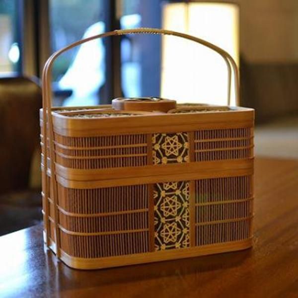 淡路手付菓子器（二段） - 駿河竹千筋細工 【公式】 駿河竹千筋細工