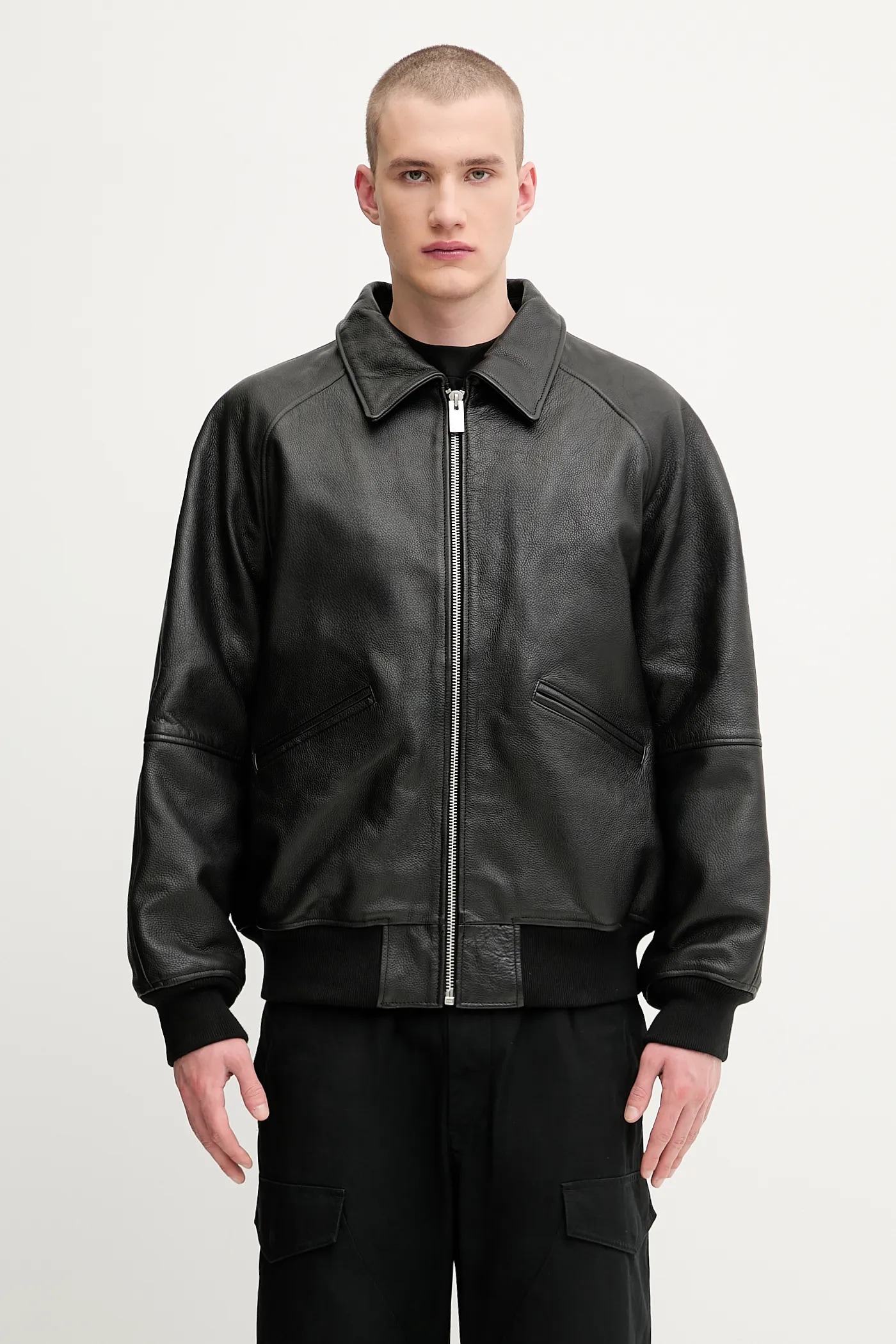 1017 ALYX 9SM leather jacket Leather varsity black color