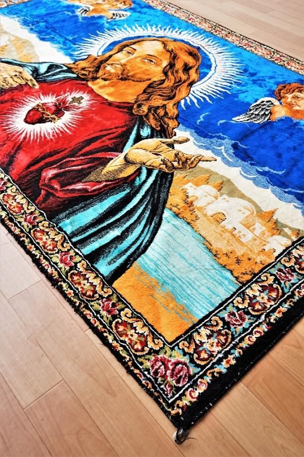 1970's キリストモチーフ ラグ - アンティーク、ビンテージの