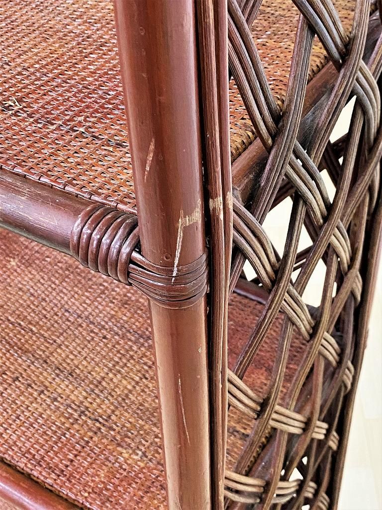 ヴィンテージ ラタン 飾り棚 植物台 昭和レトロ z867 ヴィンテージ