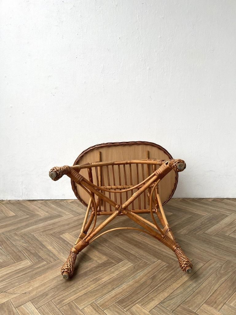 ヴィンテージ ラタン サイドテーブル - アンティーク、ビンテージの