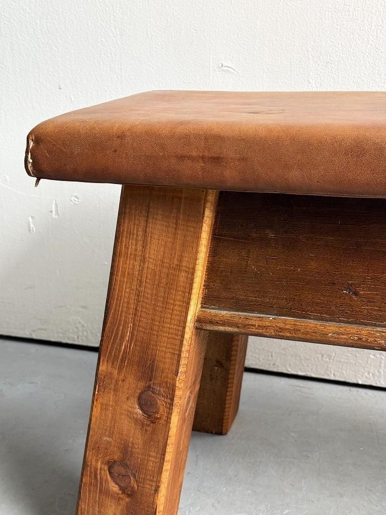 ヴィンテージ ジムナスティックス レザー ウッド ベンチ(同型2点有り