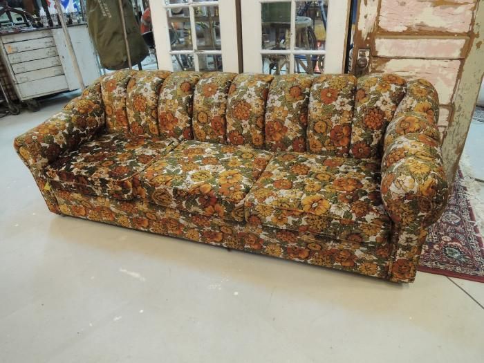1970's花柄ファブリック3Pソファ - アンティーク、ビンテージの