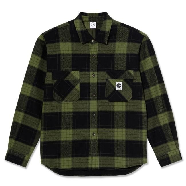 POLAR MIKE FLANNEL SHIRT / BLACK/ARMY GREEN (ポーラー フランネル
