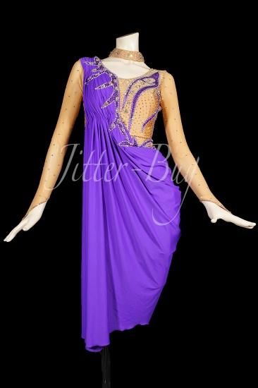 社交ダンス ゴージャス 紫 パープル ラテン ドレス 【公式通販】