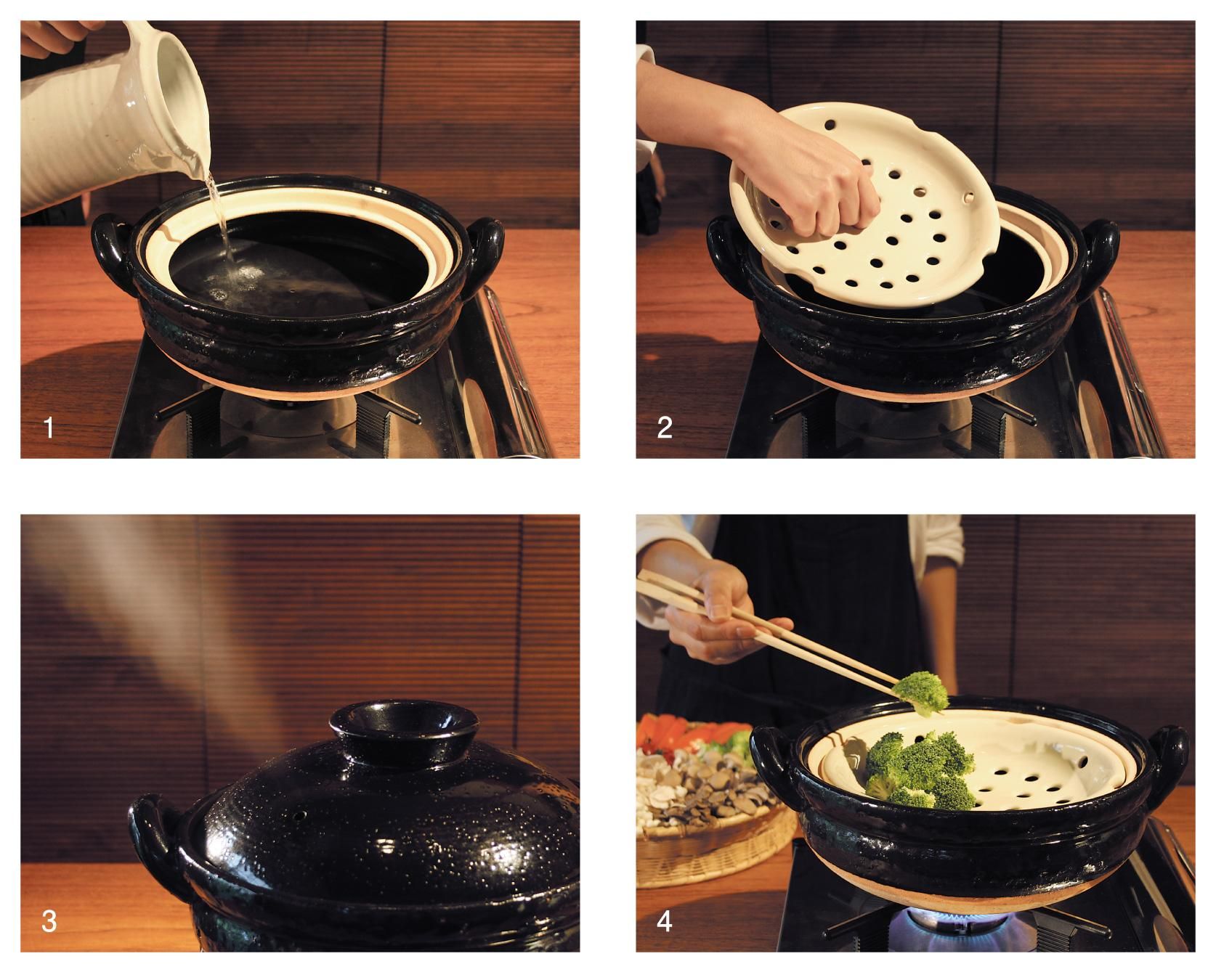 IH対応ヘルシー蒸し鍋 白釉 小｜蒸し鍋｜伊賀焼窯元 長谷園 公式通販