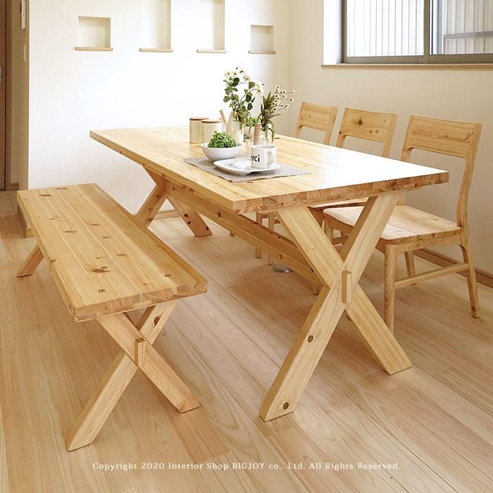ダイニングテーブル 開梱設置配送 幅140cm 180cm ヒノキ材 桧材 ヒノキ