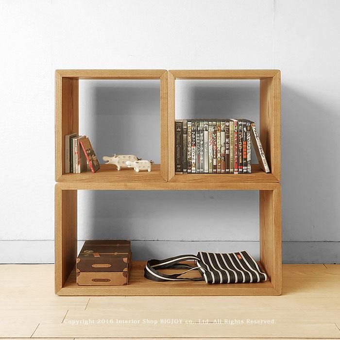 40ボックス（小）/ライト色】 タモ無垢材 オープンラック シェルフ