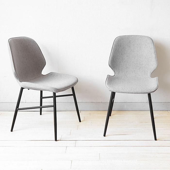 2脚セット】ダイニングチェア ライトグレー ファブリックチェア カフェ