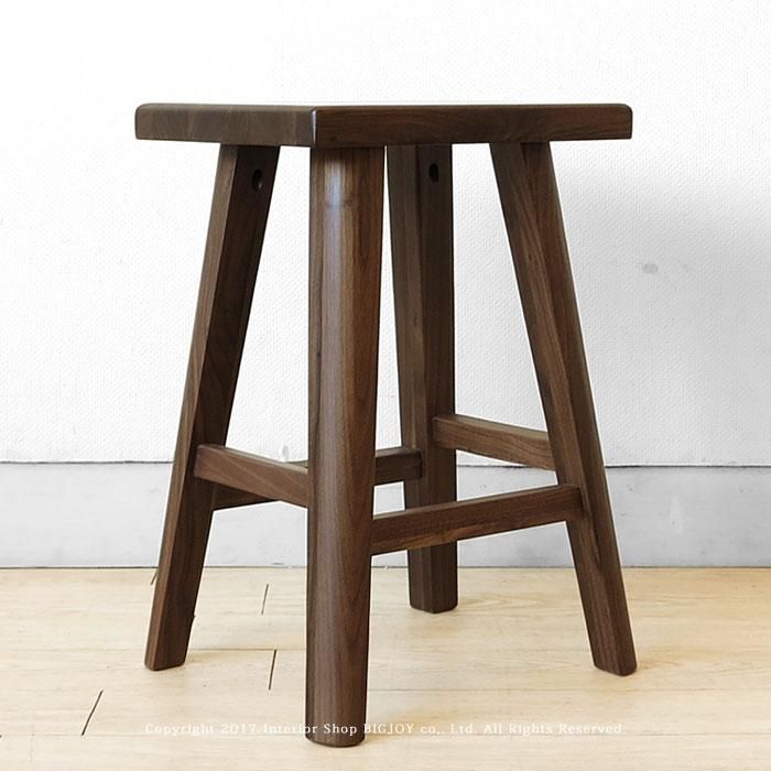 スツール（四角タイプ） ウォールナット材、オーク材 木製椅子