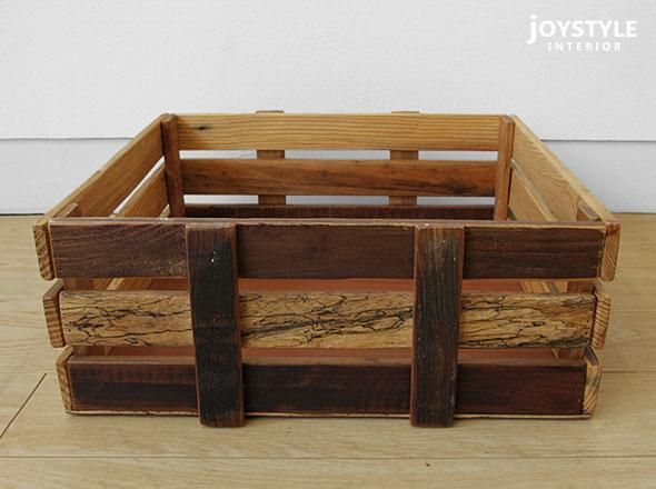収納ボックス 小物入れ 木箱 幅37cm ニレ古木 木製 ニレ古材とスチール