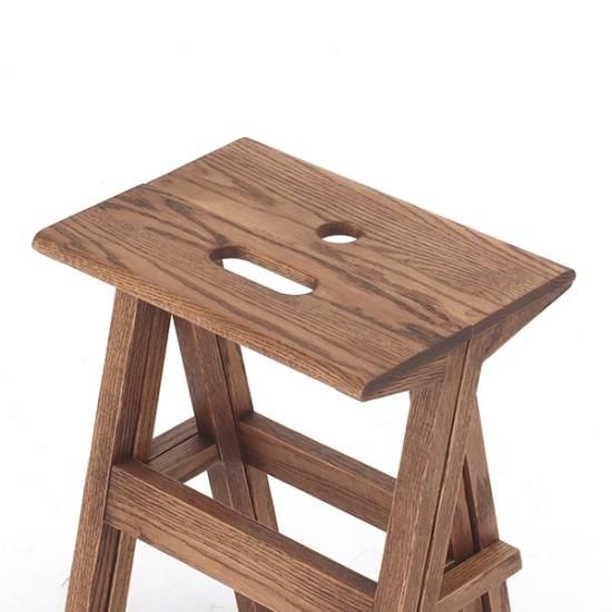 2つに分けられるロースツール レッドオーク / ブラウン色・着色オイル