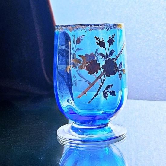 金彩オールドバカラ 美しい薔薇模様のグラス【19世紀後半頃】アール