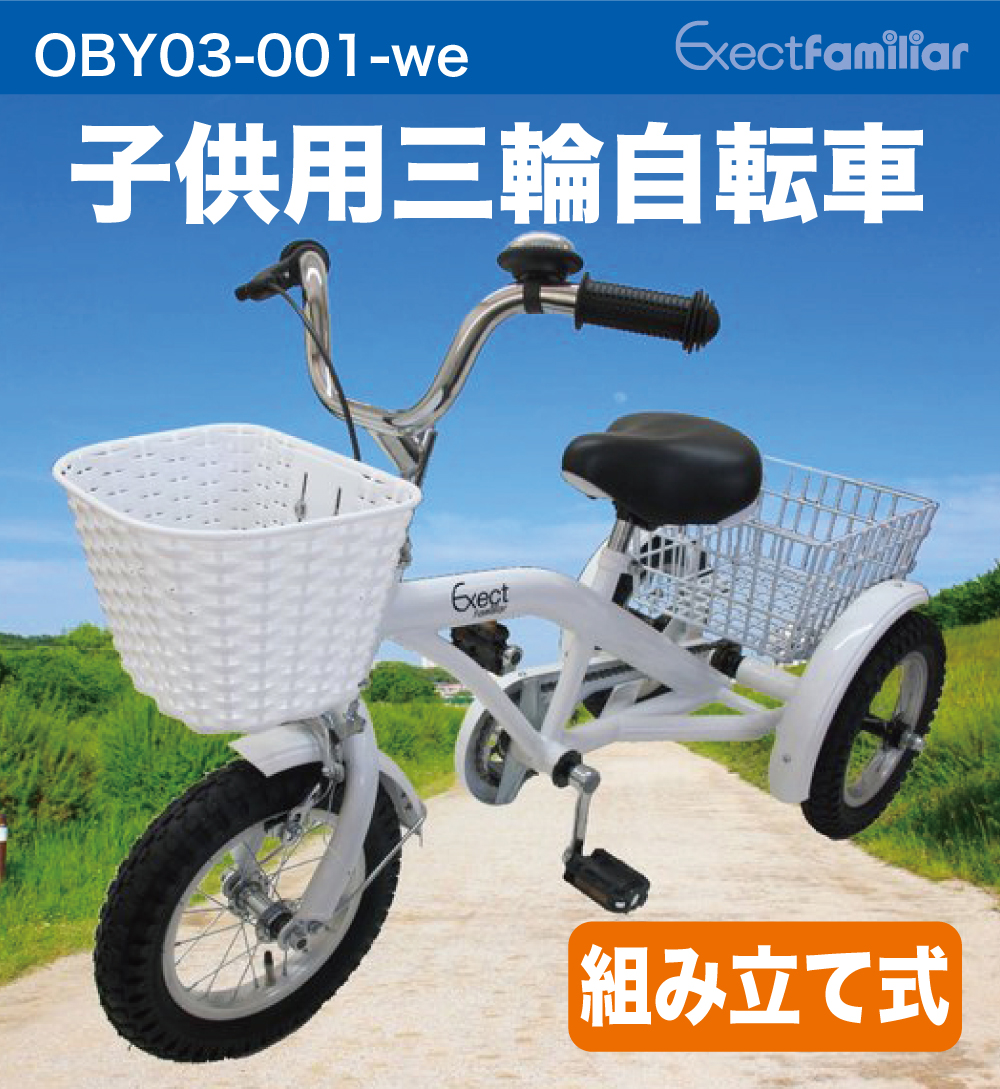子供用三輪自転車 12インチ 白 組み立て式車体 - exectfamiliar