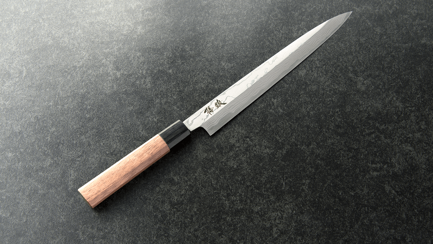 青紙2号積層鋼 柳刃 240mm ウォールナット柄 桐箱入り - 約250年余前