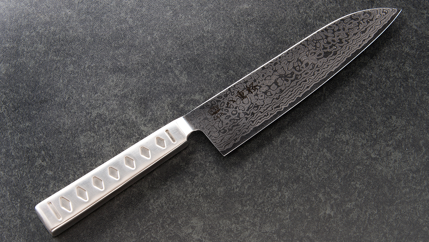 八重桜 コバルトステンレス ダマスカス鋼 三徳 180mm ステンレス柄