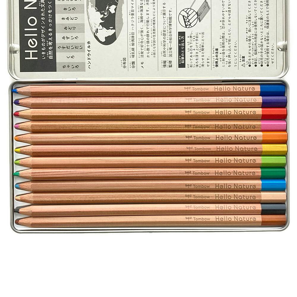 トンボ鉛筆 缶入色鉛筆 ハローネイチャー イルカ 12色 | 文房具・事務