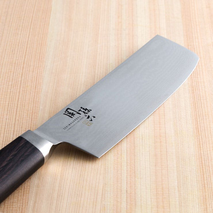 本家 稲葉屋 ダマスカス 墨流し 菜切 165mm 包丁 和包丁 白鋼 水牛朴柄