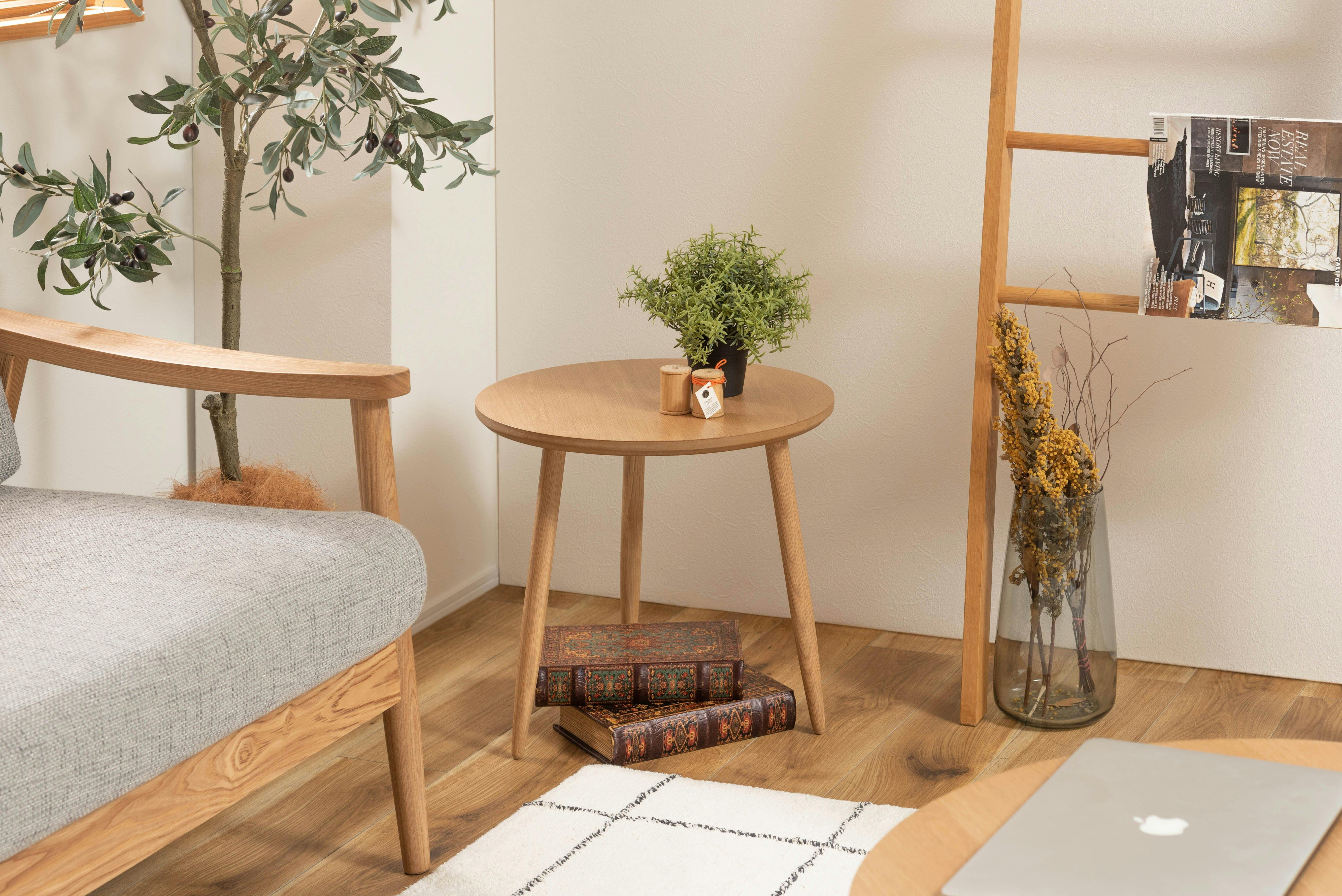 東谷 Room Essence ラウンドテーブルS ナチュラル Size：45×45×42