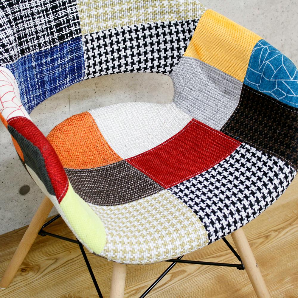 後藤家具物産 パッチワークデザインチェアー フィンリー/カラフル色