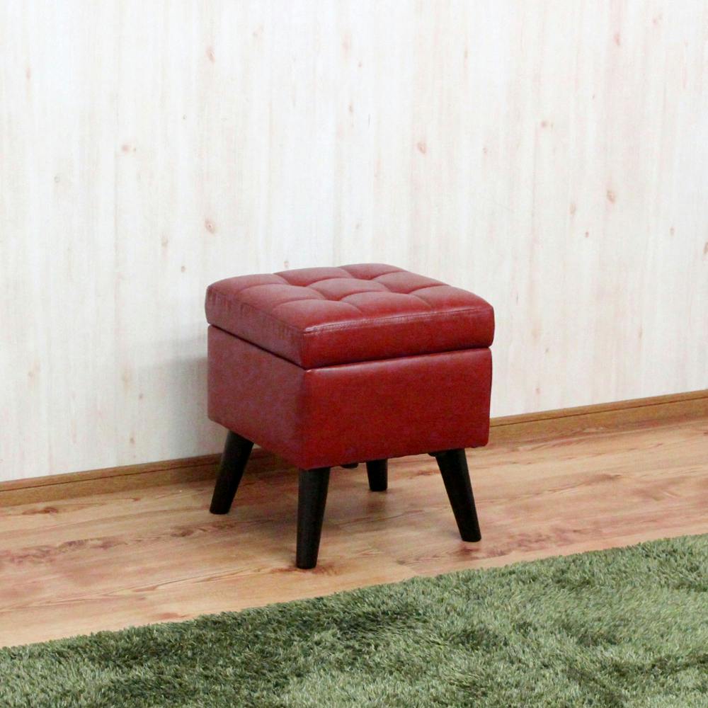 後藤家具物産 幅40cm 座面収納庫付きのレトロスツール マヤ/ブラウン色