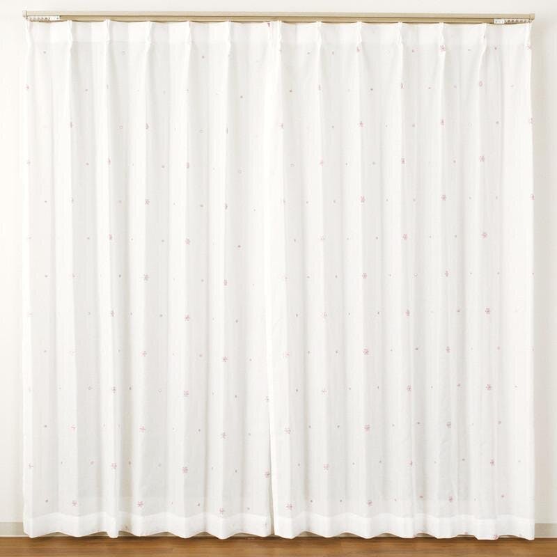 ユニベール UVカット 遮熱 ミラー「レースカーテン セフィ2 ピンク