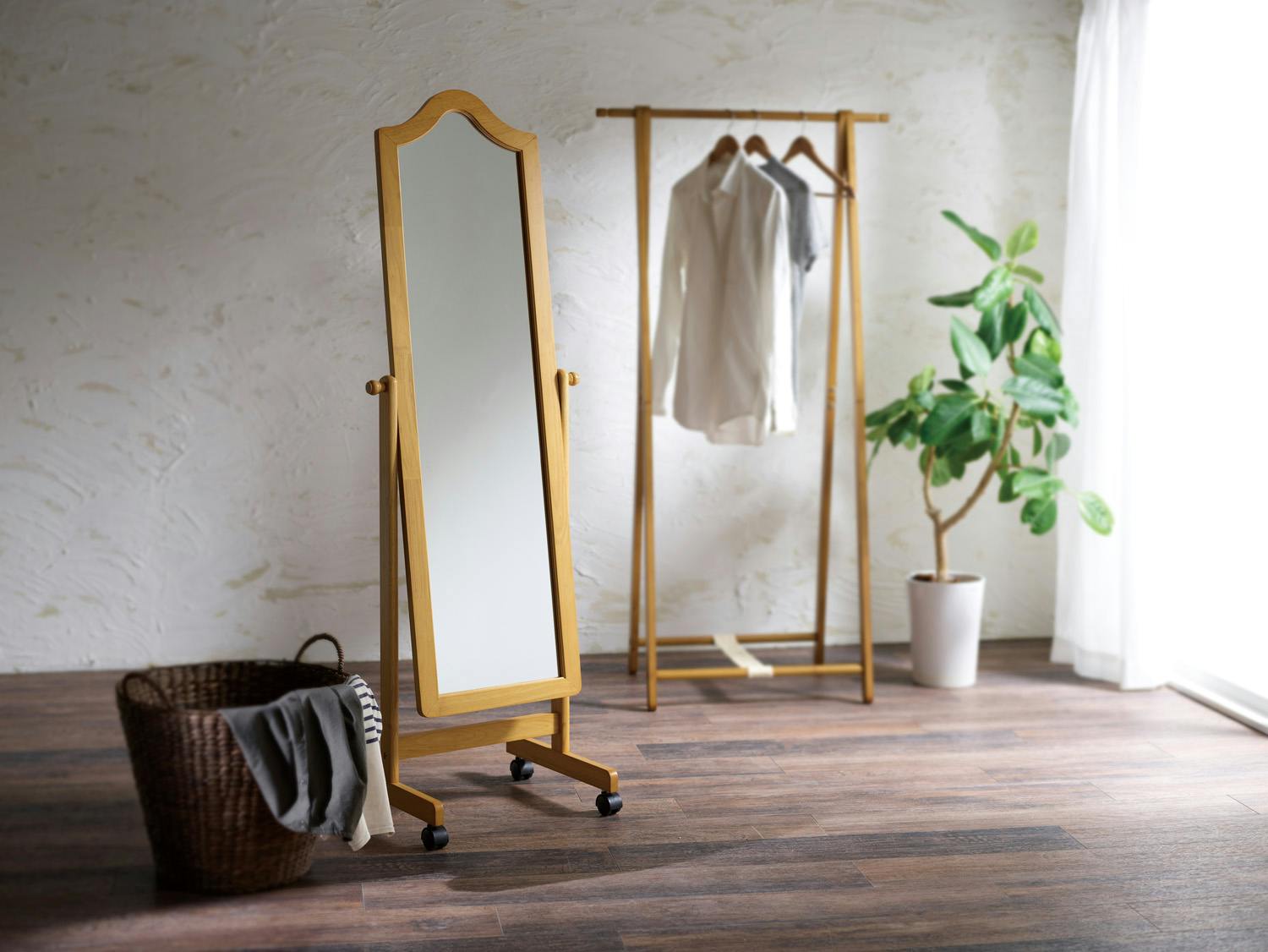 KOEKI 弘益 UTILITY P-121 木製スタンドミラー 49.5×39.5×15.1 鏡