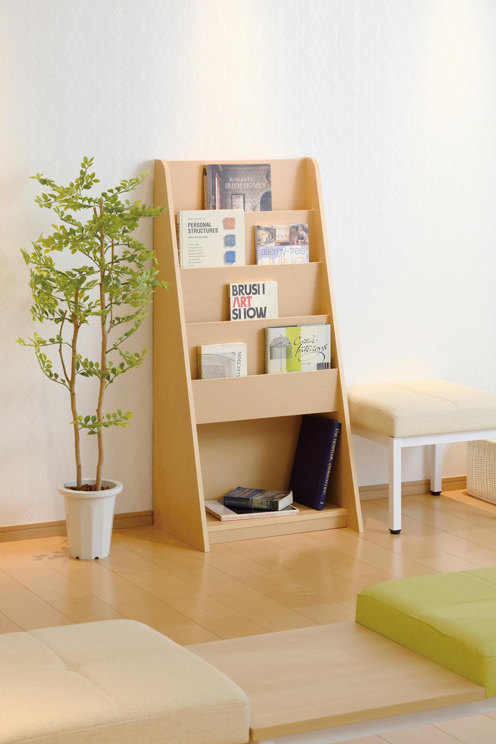 KOEKI 弘益 UTILITY PAN-12 マガジンスタンド ナチュラル 90×40×126 棚