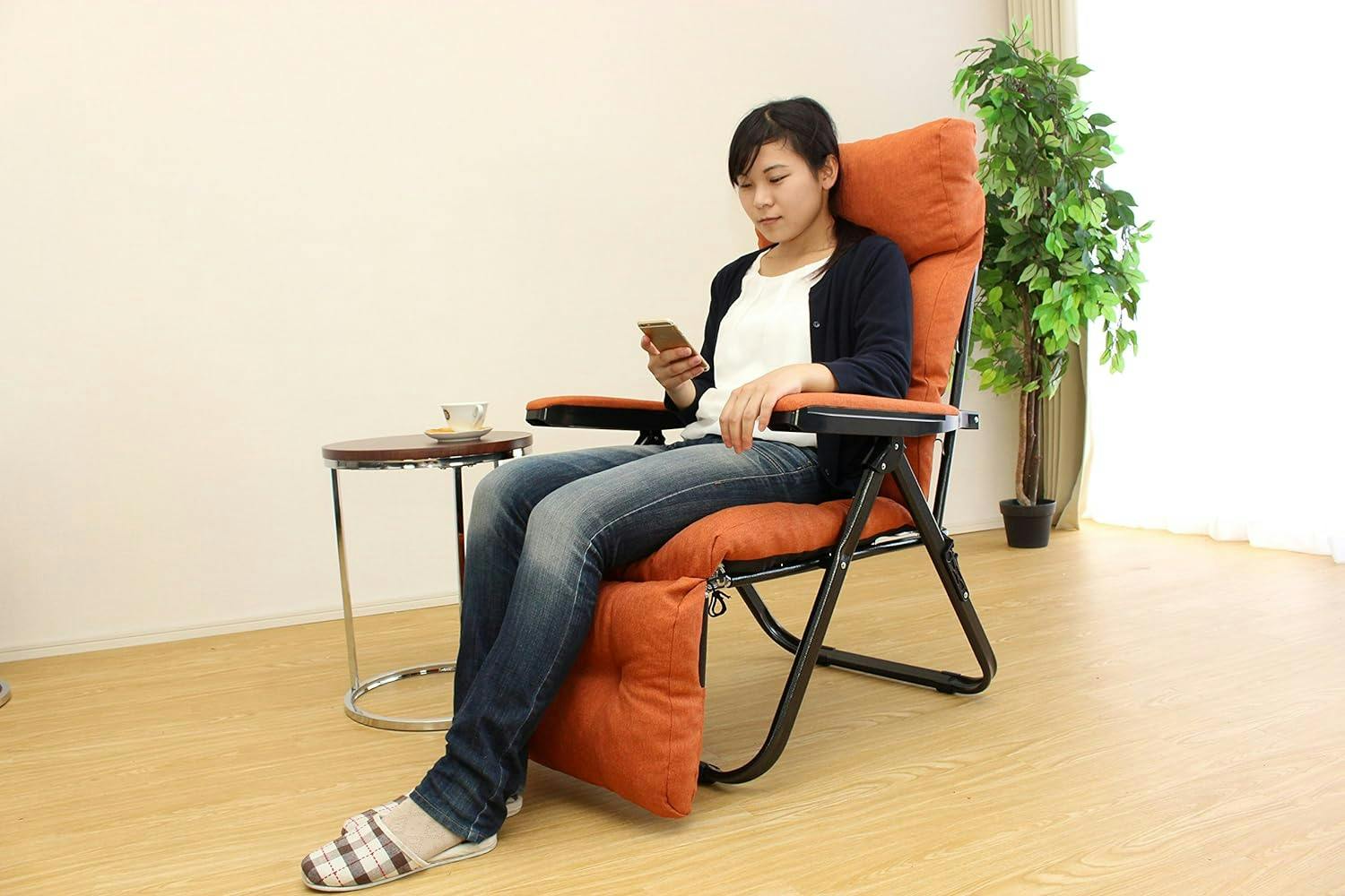 タック Vita フットレスト付きリクライニングチェア グレー 全身を