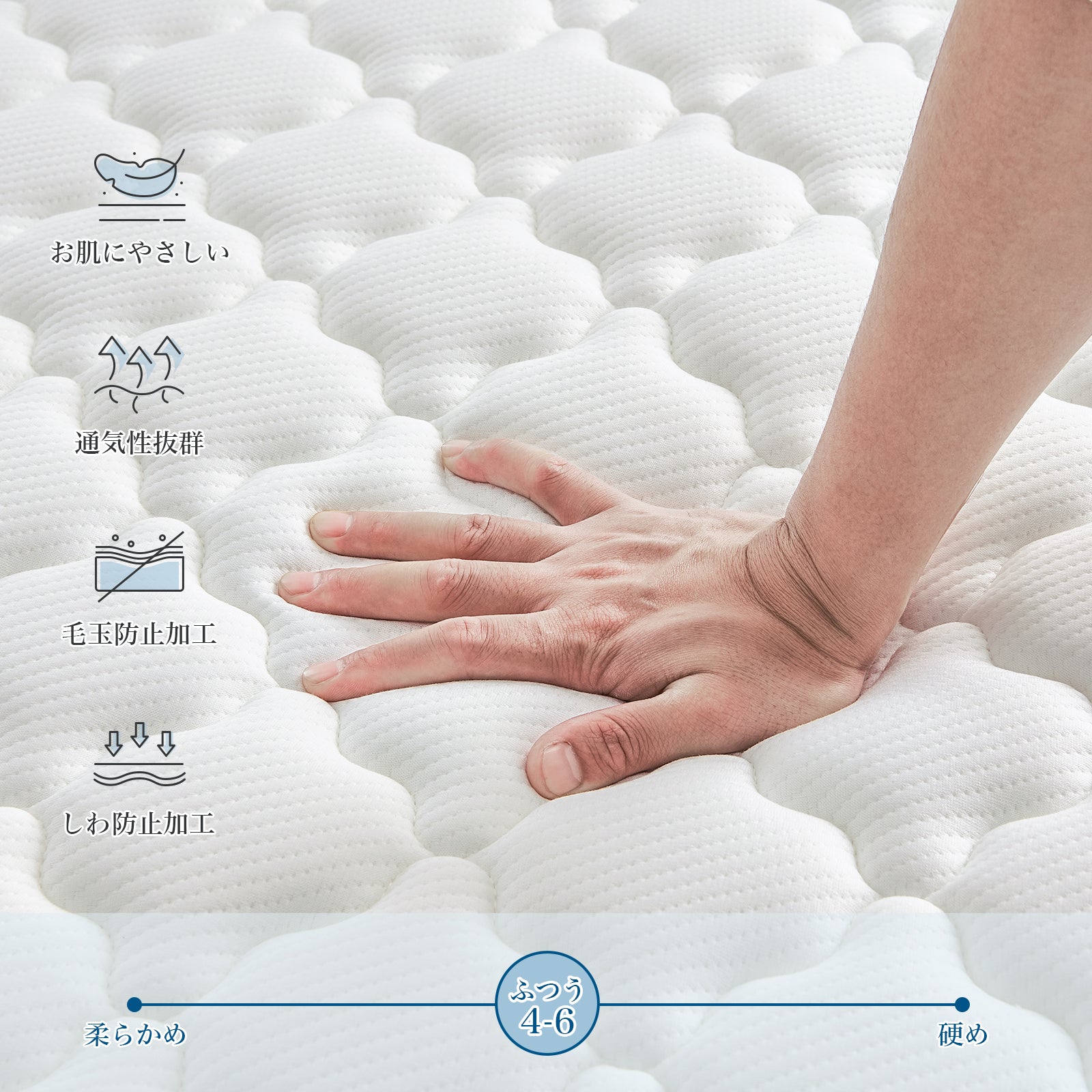 Inofia マットレス 高反発 極厚22cm ポケットコイル 高級ニット 高耐久