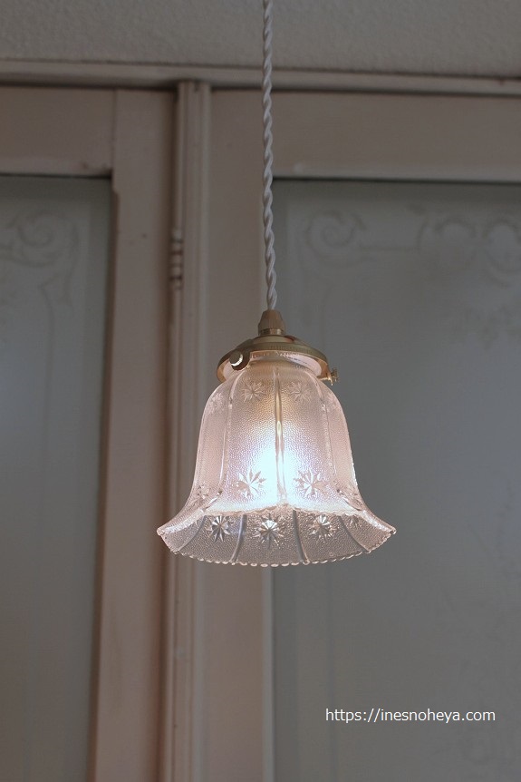 D*O様 昭和レトロ 日立照明 LS603 WH 花柄シェードランプ アンティー D