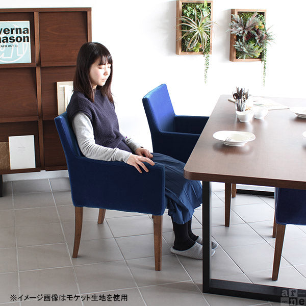 シンプルチェア モダン｜JOY 1P Mサイズ 右肘ブラウン脚 モケット