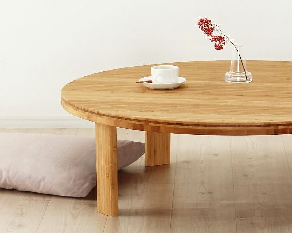 カトミ 家具 国産 折りたたみ 丸座卓 ちゃぶ台 90cm 天然木 和モダン 竹のちゃぶ台<br>90丸 ちゃぶ台｜ちゃぶ台通販【家具の里】