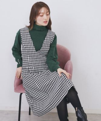 ラメスパンコール千鳥柄ジャンスカ【洗濯機OK／イージーアイロン