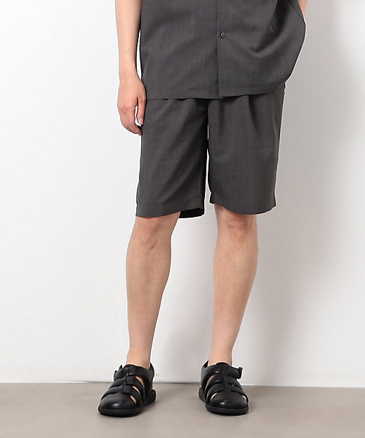 セットアップ対応】リネンライク ポリエステル ショートパンツ