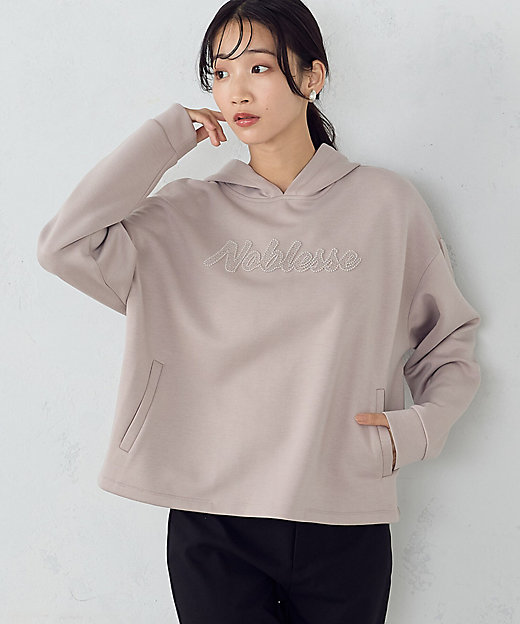 ロゴ刺繍 オーバーサイズ ダンボールニット パーカー