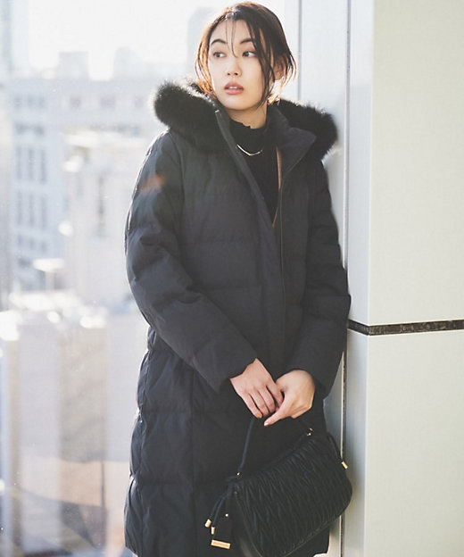 撥水／洗える／フード取り外し】ファー付きロングダウンコート