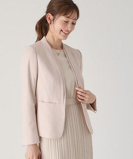 洗える／日本製／スーツ可】ノーカラージャケット