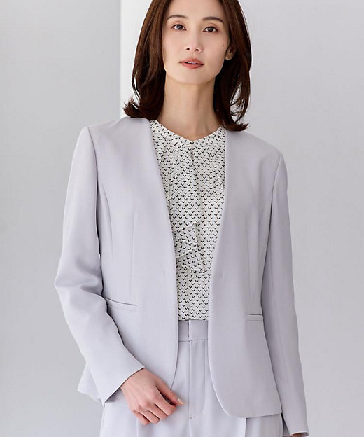 フォーマル／入卒／通勤／セットアップ可】ノーカラージャケット