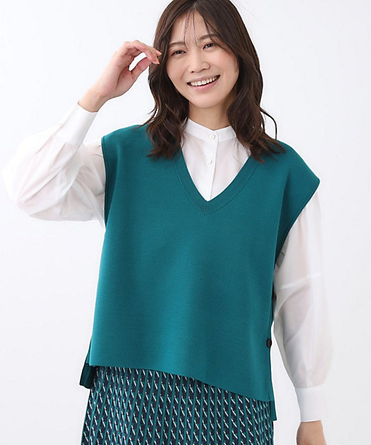 WEB先行カラーあり／セットアップ可】Vネックニットベスト
