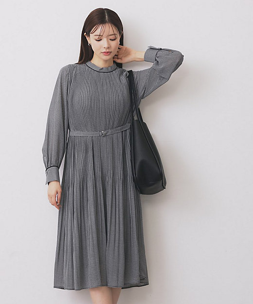 5色展開／S－3Lサイズ》プリーツフレアワンピース【洗濯機OK／防