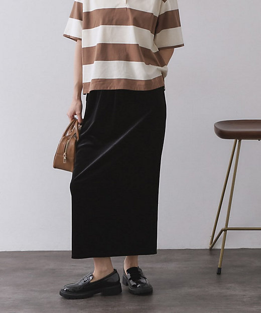 ベロアナロースカート／セットアップ対応可【洗濯機OK