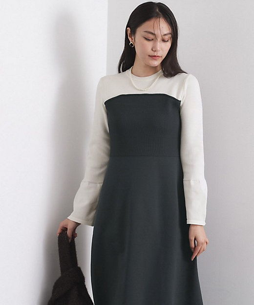 配色ビスチェニットワンピース【洗濯機OK】（2002566863