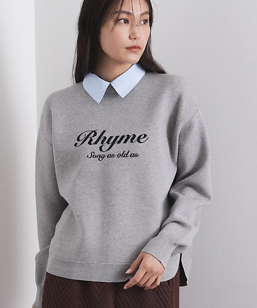 襟付きロゴジャカードニット【洗濯機OK】（2002566016