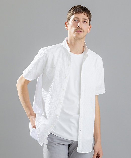 シガーカッタージャカード ウイングカラー半袖シャツ