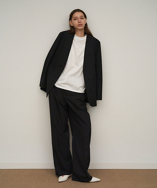 送料無料】WOOL TROPICAL ｜ ノーカラージャケット