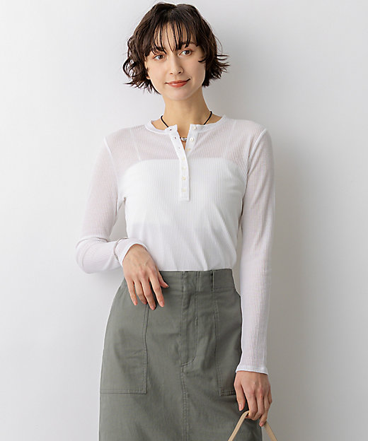 見上愛さん着用】シアーリブ レイヤード ロンTEE