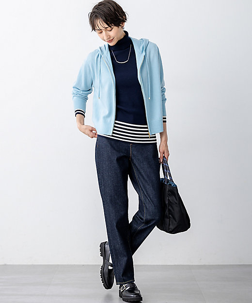 見上愛さん着用／洗える】ピュアカシミヤ ジップアップ ニット