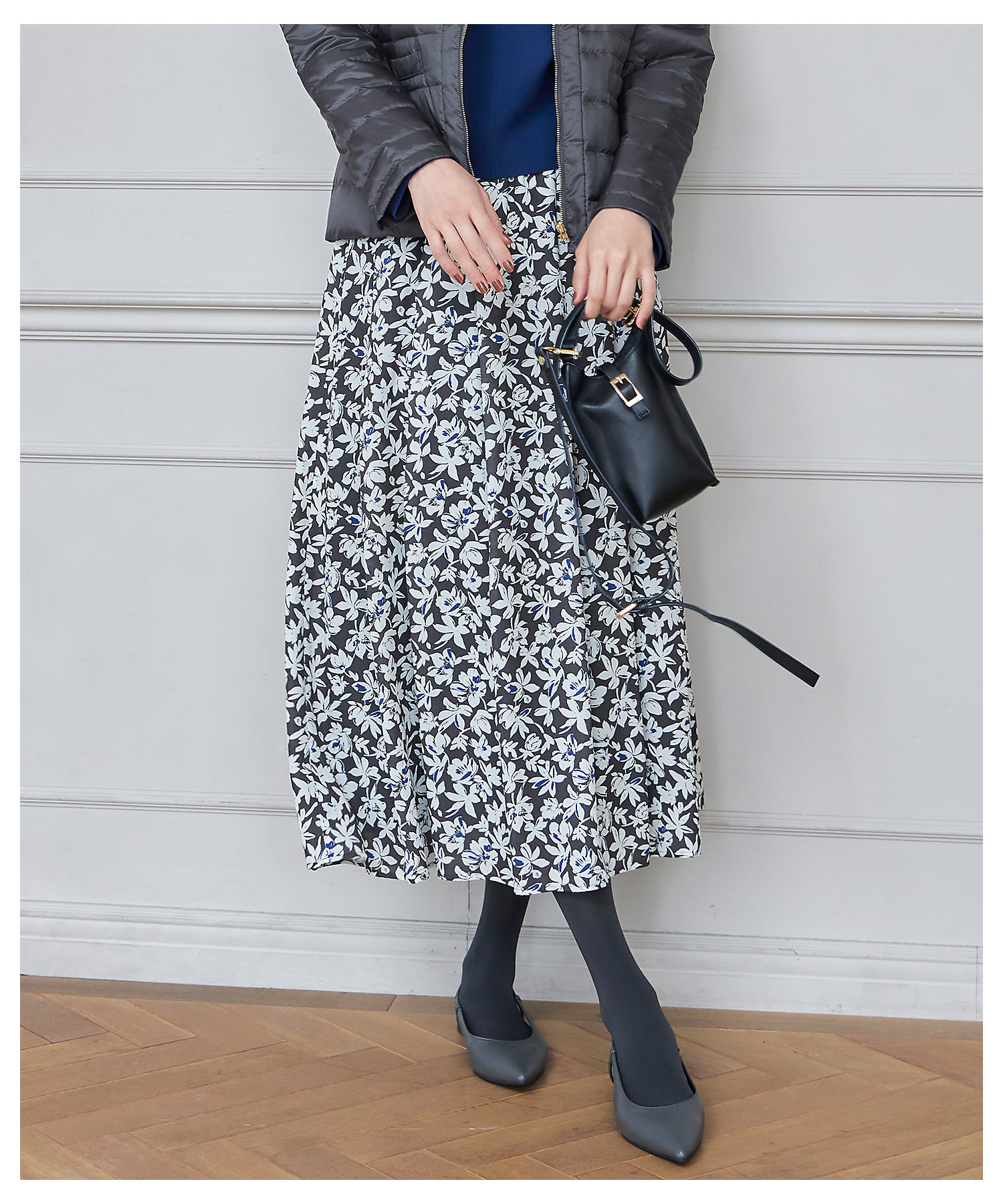 カタログ掲載・洗える】スノーフラワープリント スカート